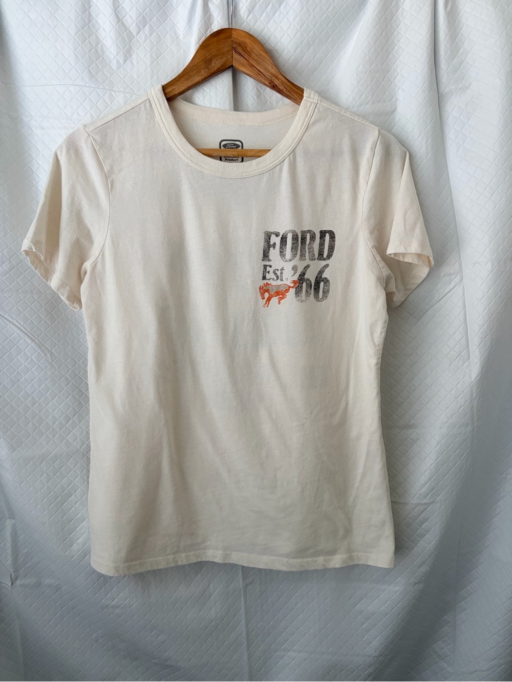 Hybrid Apparel Cream Short Sleeve Tee with Orange Accent